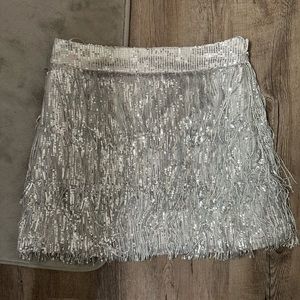 Brand new silver sequin fringe skirt